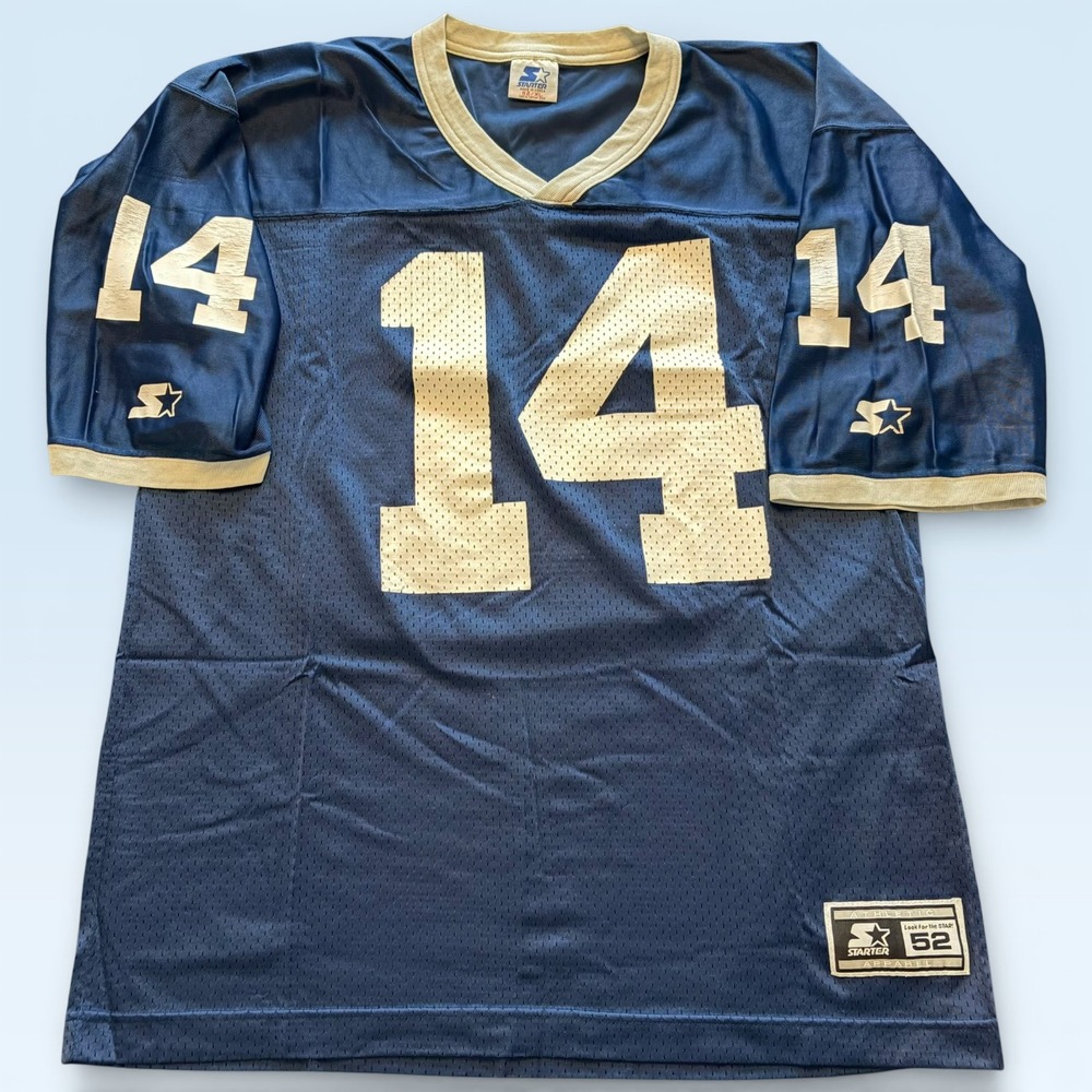 Vintage Starter Shirt Mens XL Blue #14 Football Mesh Practice Jersey Retro Top